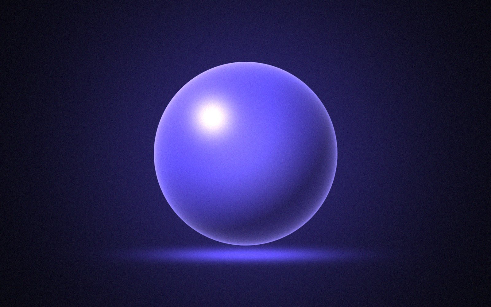 Glass sphere glowing violet, representing an AI assistant